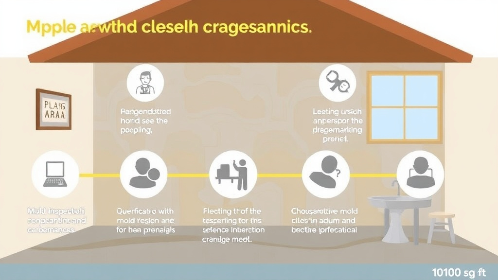 Visual guide for practical steps in medium area mold remediation protocol (10-100 sq ft)