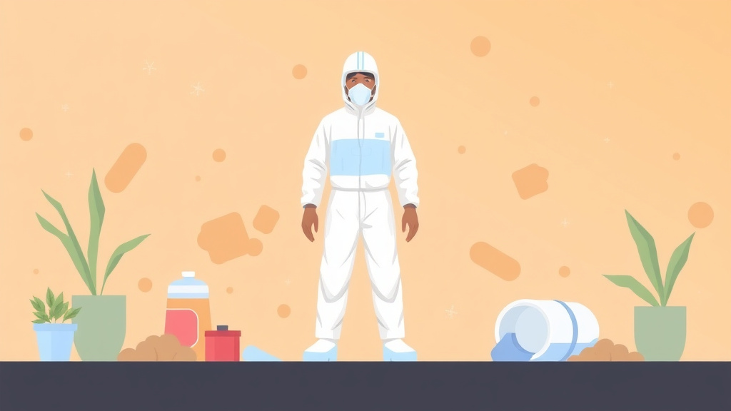 Illustration showing key concepts related to ppe for mold remediation
