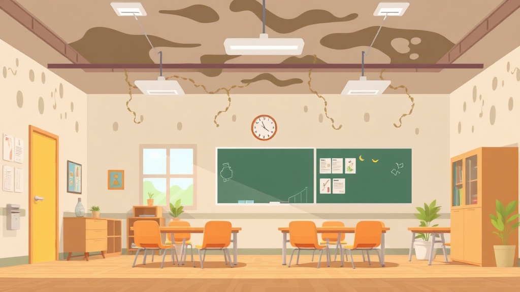 Illustration showing key concepts related to mold remediation in schools and daycare facilities