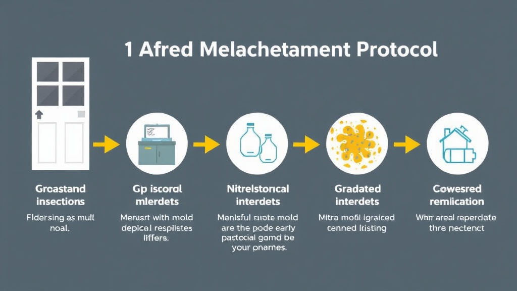 Visual guide for practical steps in small area mold remediation protocol (under 10 sq ft)