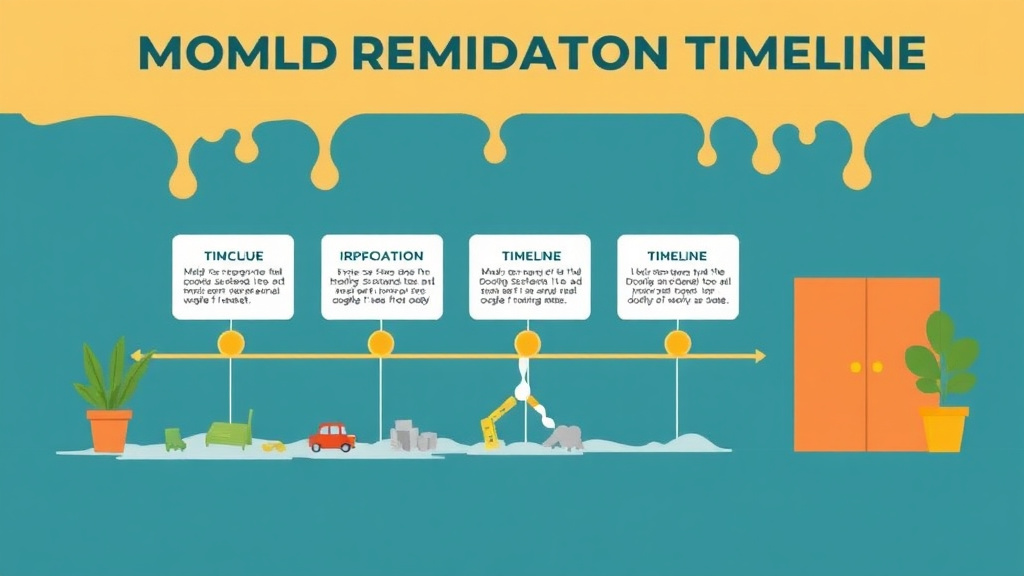 Illustration showing key concepts related to mold remediation timeline: what to expect