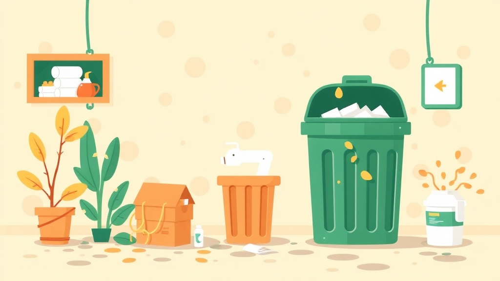 Illustration showing key concepts related to mold-contaminated material disposal guide