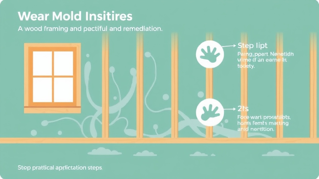 Visual guide for practical steps in wood framing mold remediation