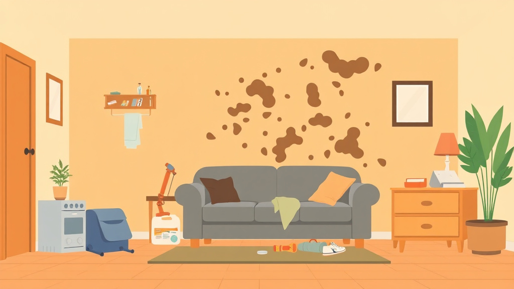 Illustration showing key concepts related to communicating about mold damage to tenant belongings