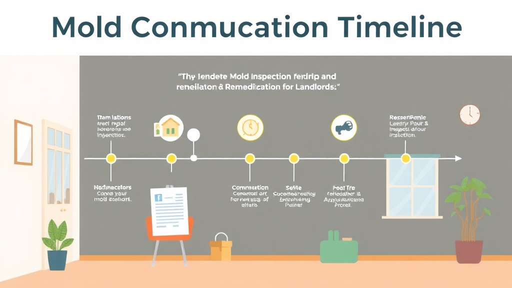 Illustration showing key concepts related to mold communication timeline for landlords