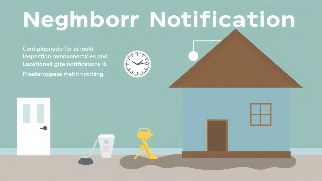 Visual guide for practical steps in neighbor notification template for mold work