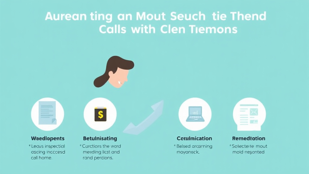 Visual guide for practical steps in documenting mold phone calls with tenants