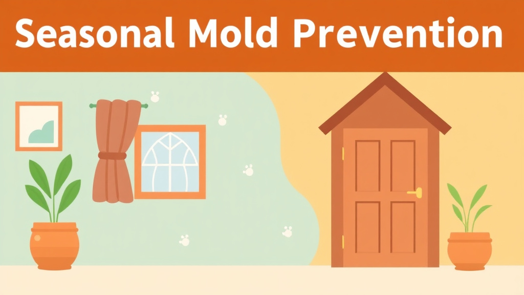 Illustration showing key concepts related to seasonal mold prevention reminder for tenants