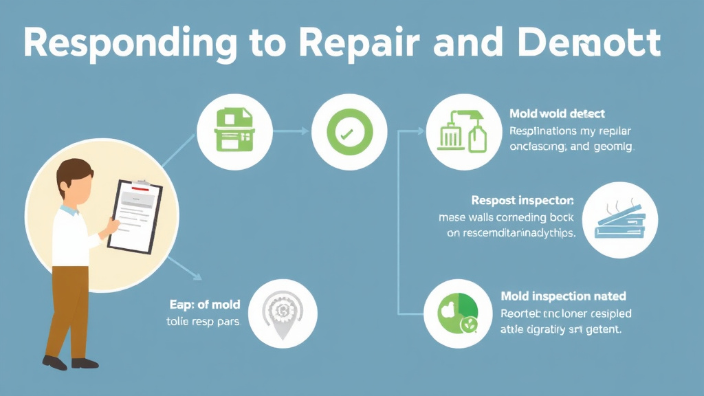 Visual guide for practical steps in responding to repair and deduct for mold