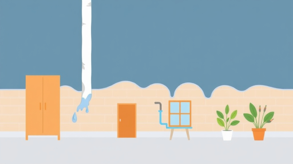 Illustration showing key concepts related to water leak reporting guide for tenants