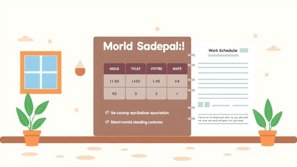 Illustration showing key concepts related to mold work schedule notification template